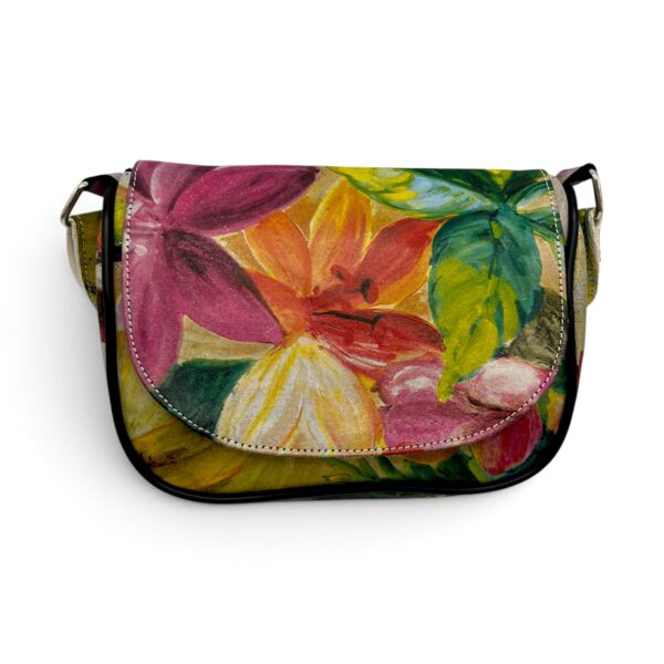 Geantă Damă Mini Piele Naturală Scarlet R30-34 Multicolor Floral – 22 × 20 × 8 cm