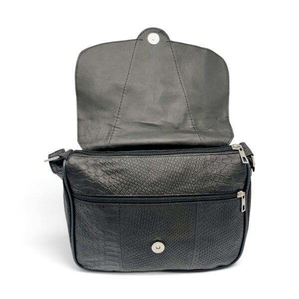 Geantă Damă Piele Naturală Lucia R45-LNX Neagră – Design Texturat, 27×21x8 cm