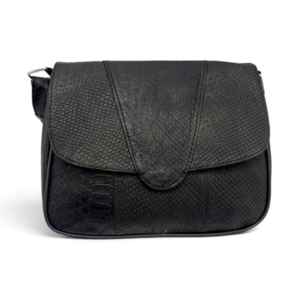 Geantă Damă Piele Naturală Lucia R45-LNX Neagră – Design Texturat, 27×21x8 cm