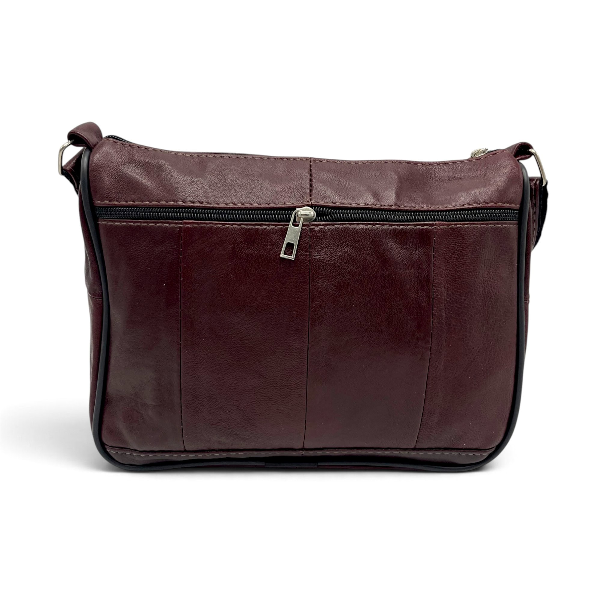 Geantă Damă Piele Naturală R45-JM44 Bordo – Compartimentare Practică, 27 × 22 × 8 cm
