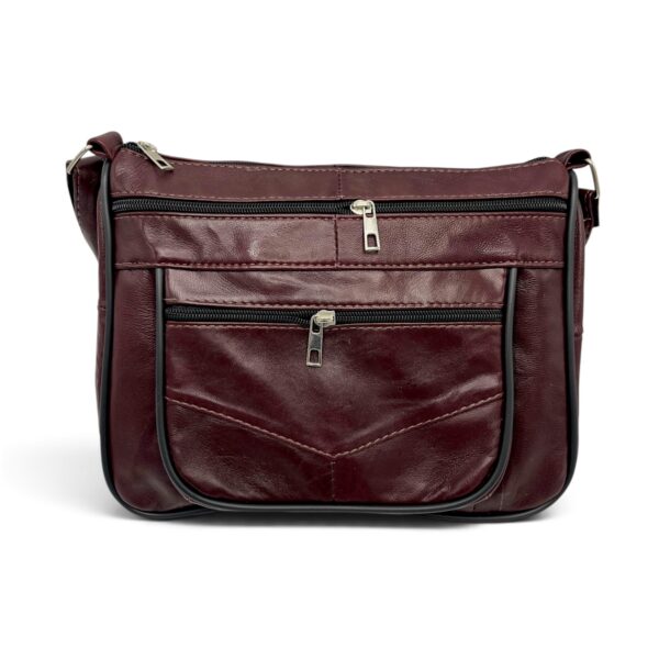 Geantă Damă Piele Naturală R45-JM44 Bordo – Compartimentare Practică, 27 × 22 × 8 cm