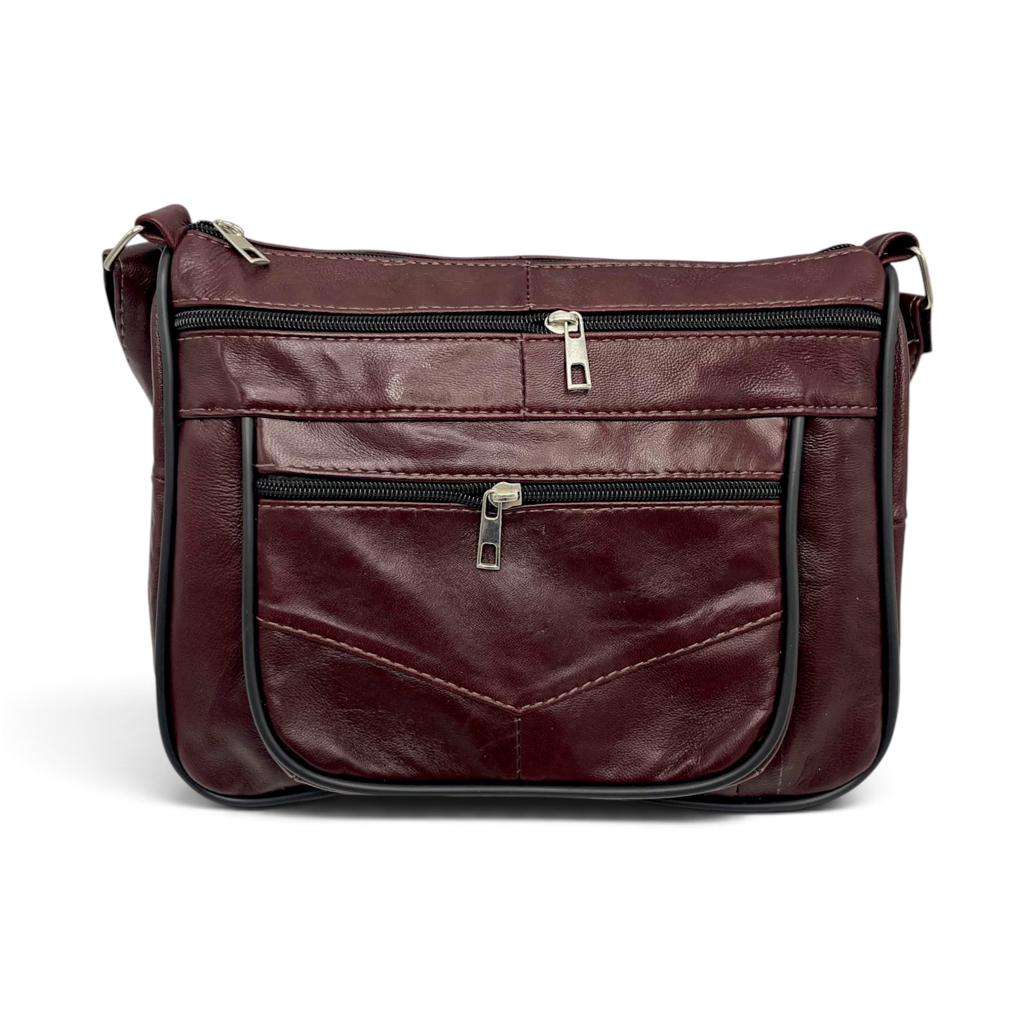 Geantă Damă Piele Naturală R45-JM44 Bordo – Compartimentare Practică, 27 × 22 × 8 cm