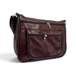 Geantă Damă Piele Naturală R45-JM44 Bordo – Compartimentare Practică, 27 × 22 × 8 cm