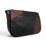 Geantă Damă Unicat Lucia R45X-41 – Piele Naturală Patchwork Negru, Maro și Bordo