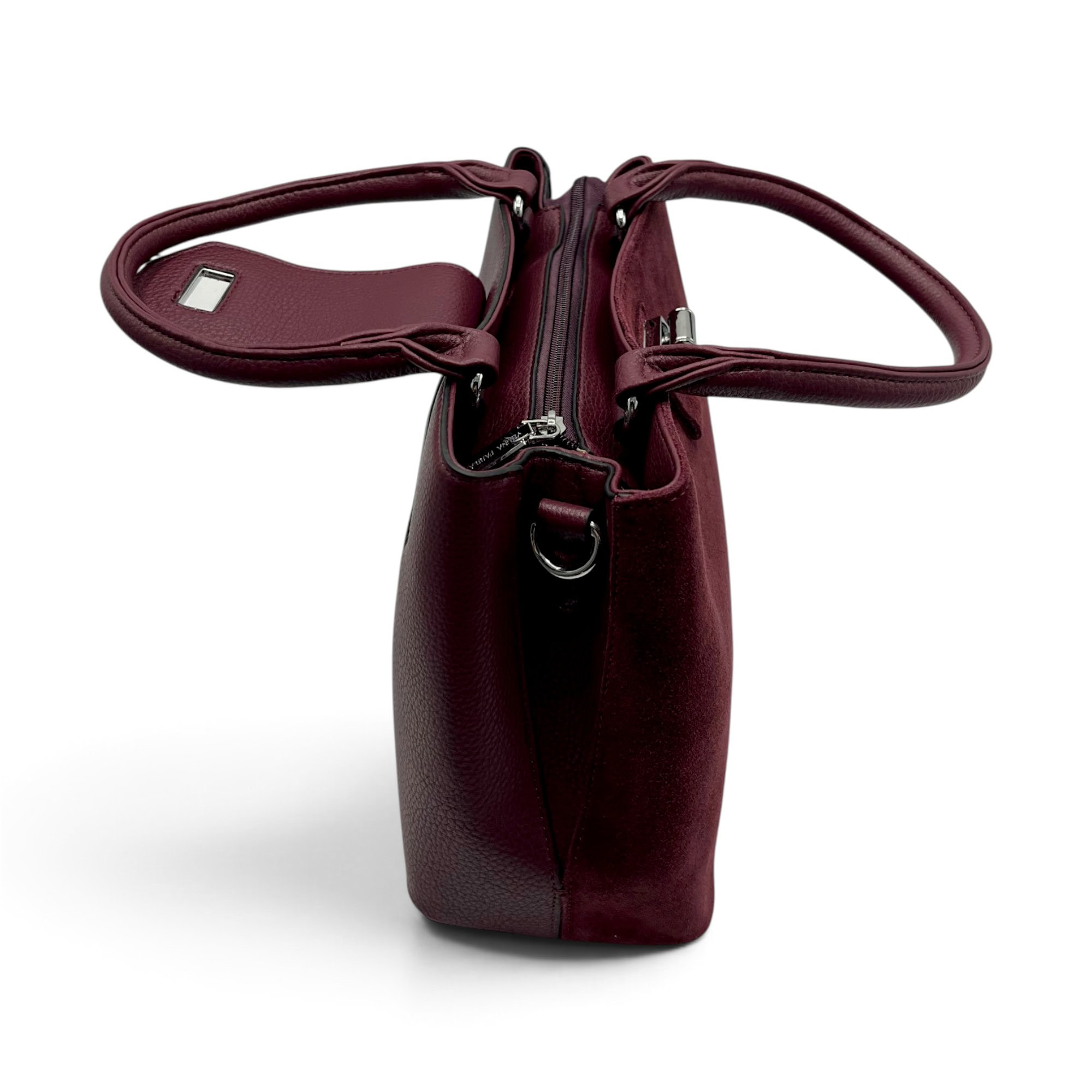 Geantă Damă Velina Fabbiano VF25S-556 Bordo – Mix Piele Naturală și PU, 32 × 25 × 12 cm