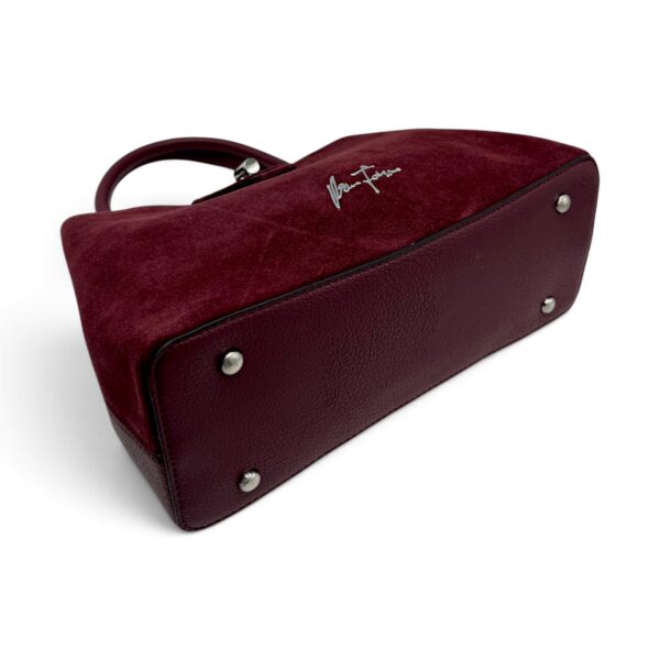 Geantă Damă Velina Fabbiano VF25S-556 Bordo – Mix Piele Naturală și PU, 32 × 25 × 12 cm