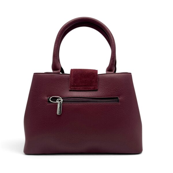 Geantă Damă Velina Fabbiano VF25S-556 Bordo – Mix Piele Naturală și PU, 32 × 25 × 12 cm