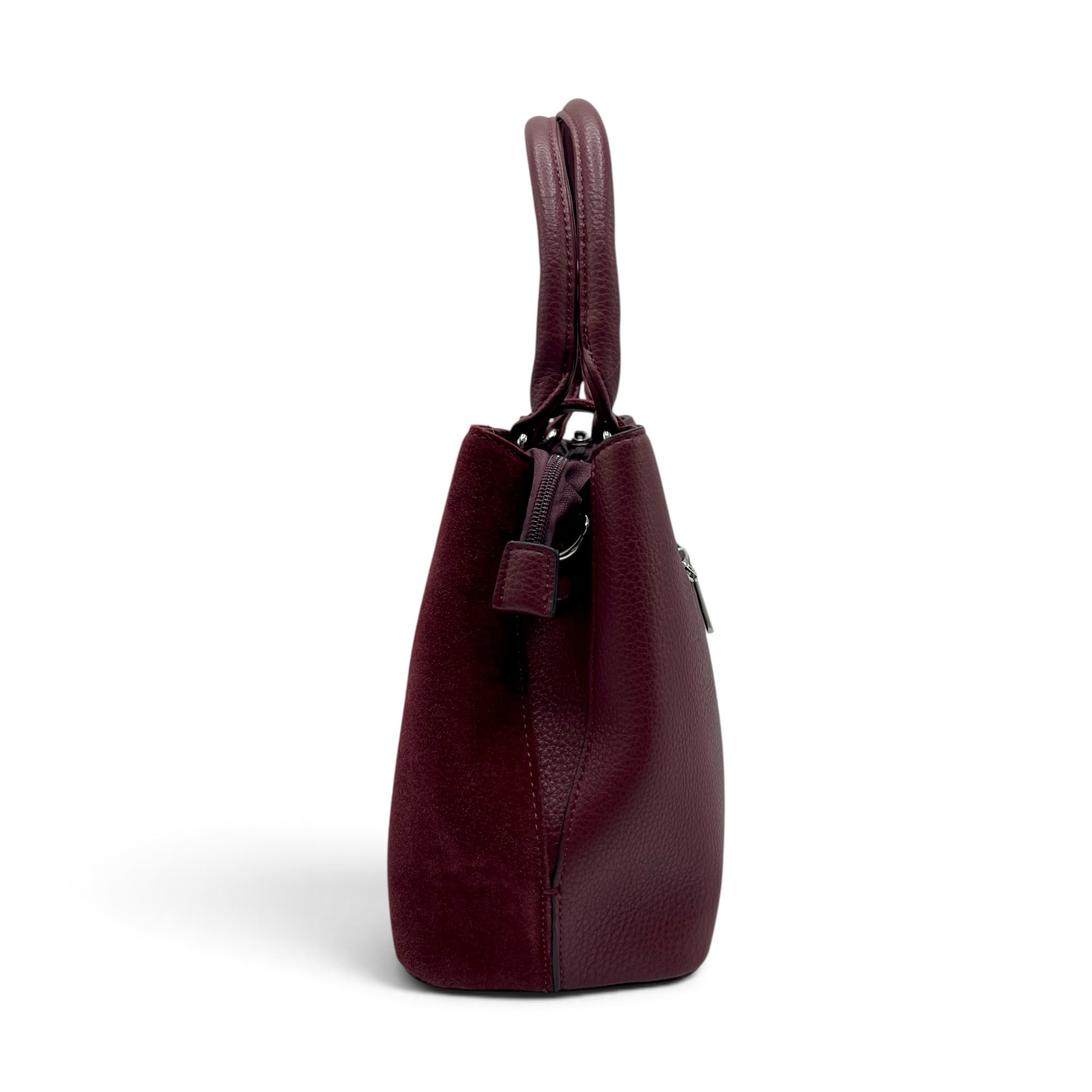 Geantă Damă Velina Fabbiano VF25S-556 Bordo – Mix Piele Naturală și PU, 32 × 25 × 12 cm