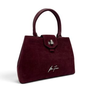 Geantă Damă Velina Fabbiano VF25S-556 Bordo – Mix Piele Naturală și PU, 32 × 25 × 12 cm