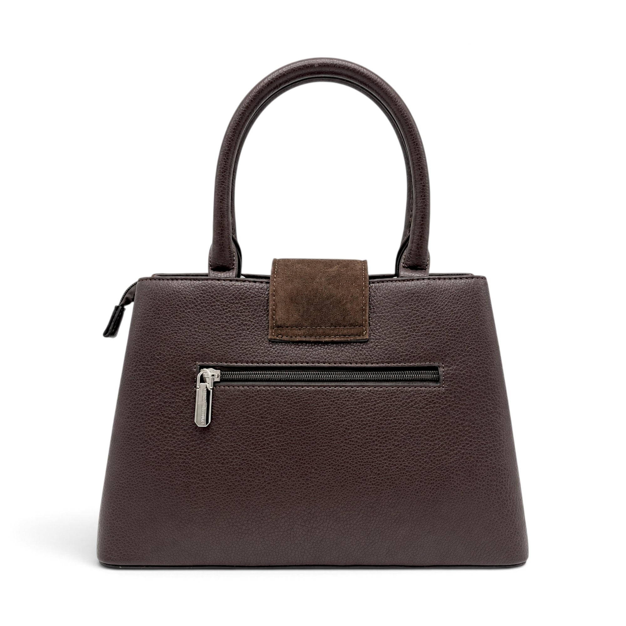 Geantă Damă Velina Fabbiano VF25S-556 Maro – Mix Piele Naturală și PU, 32 × 25 × 12 cm