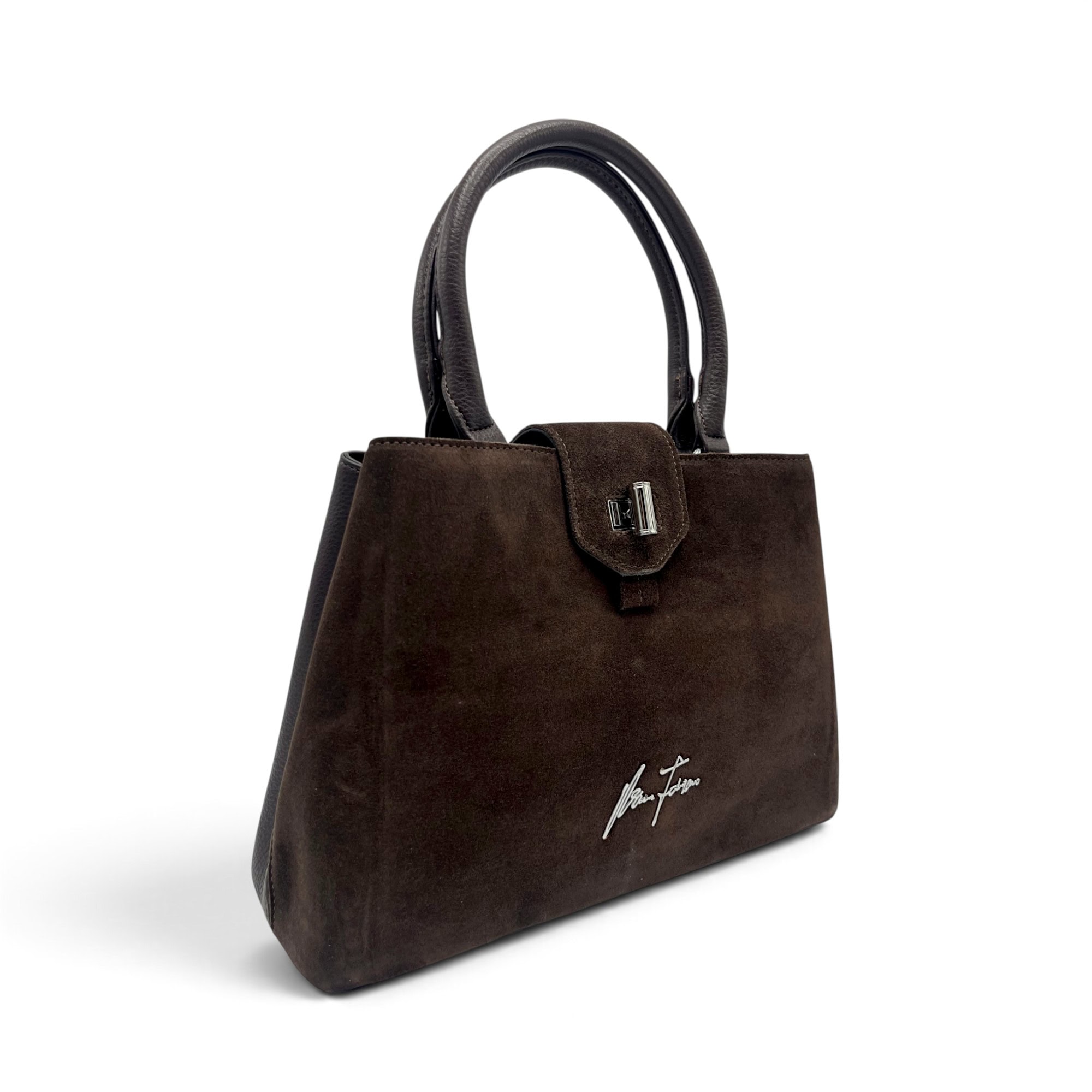 Geantă Damă Velina Fabbiano VF25S-556 Maro – Mix Piele Naturală și PU, 32 × 25 × 12 cm