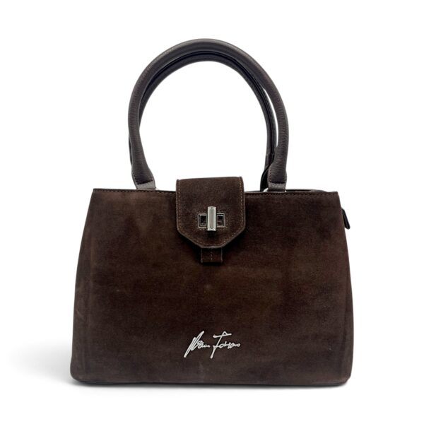 Geantă Damă Velina Fabbiano VF25S-556 Maro – Mix Piele Naturală și PU, 32 × 25 × 12 cm