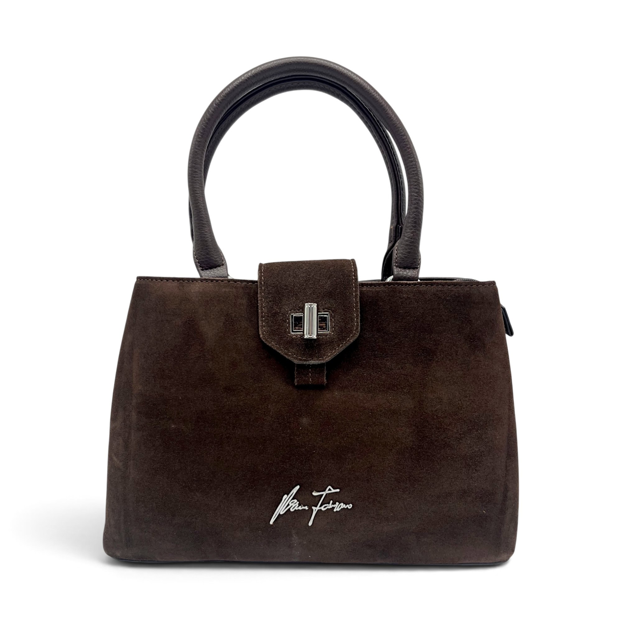 Geantă Damă Velina Fabbiano VF25S-556 Maro – Mix Piele Naturală și PU, 32 × 25 × 12 cm