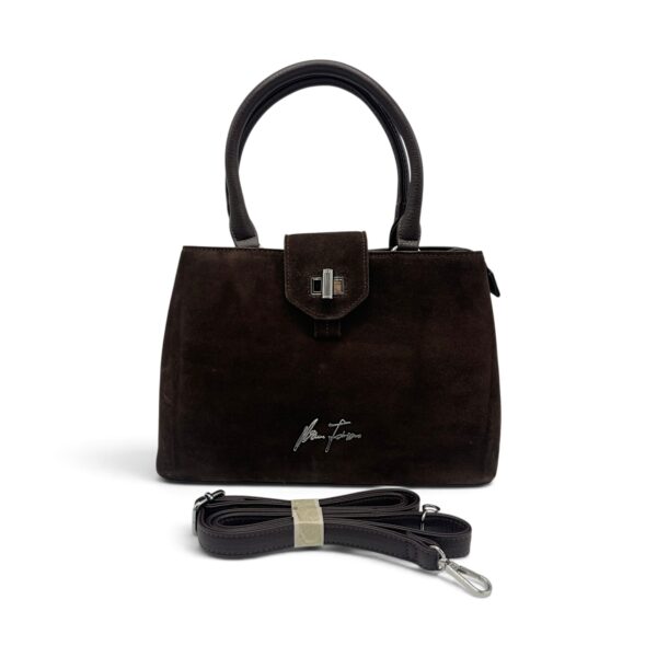 Geantă Damă Velina Fabbiano VF25S-556 Maro – Mix Piele Naturală și PU, 32 × 25 × 12 cm