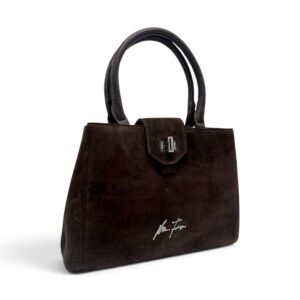 Geantă Damă Velina Fabbiano VF25S-556 Maro – Mix Piele Naturală și PU, 32 × 25 × 12 cm
