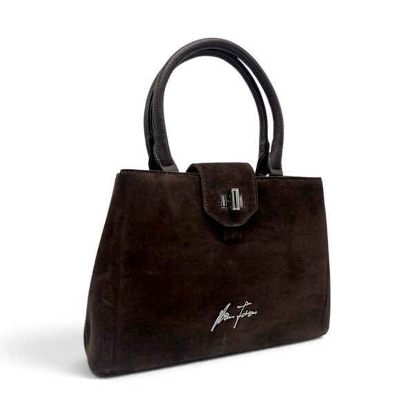Geantă Damă Velina Fabbiano VF25S-556 Maro – Mix Piele Naturală și PU, 32 × 25 × 12 cm