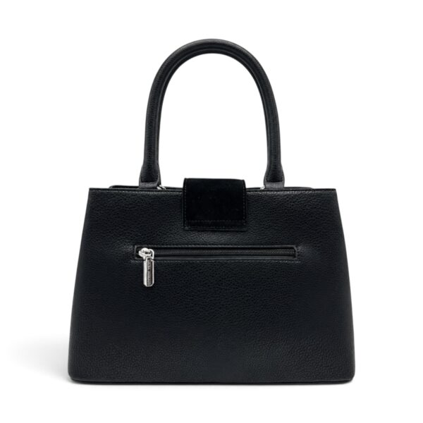Geantă Damă Velina Fabbiano VF25S-556 Negru – Mix Piele Naturală și PU, 32 × 25 × 12 cm