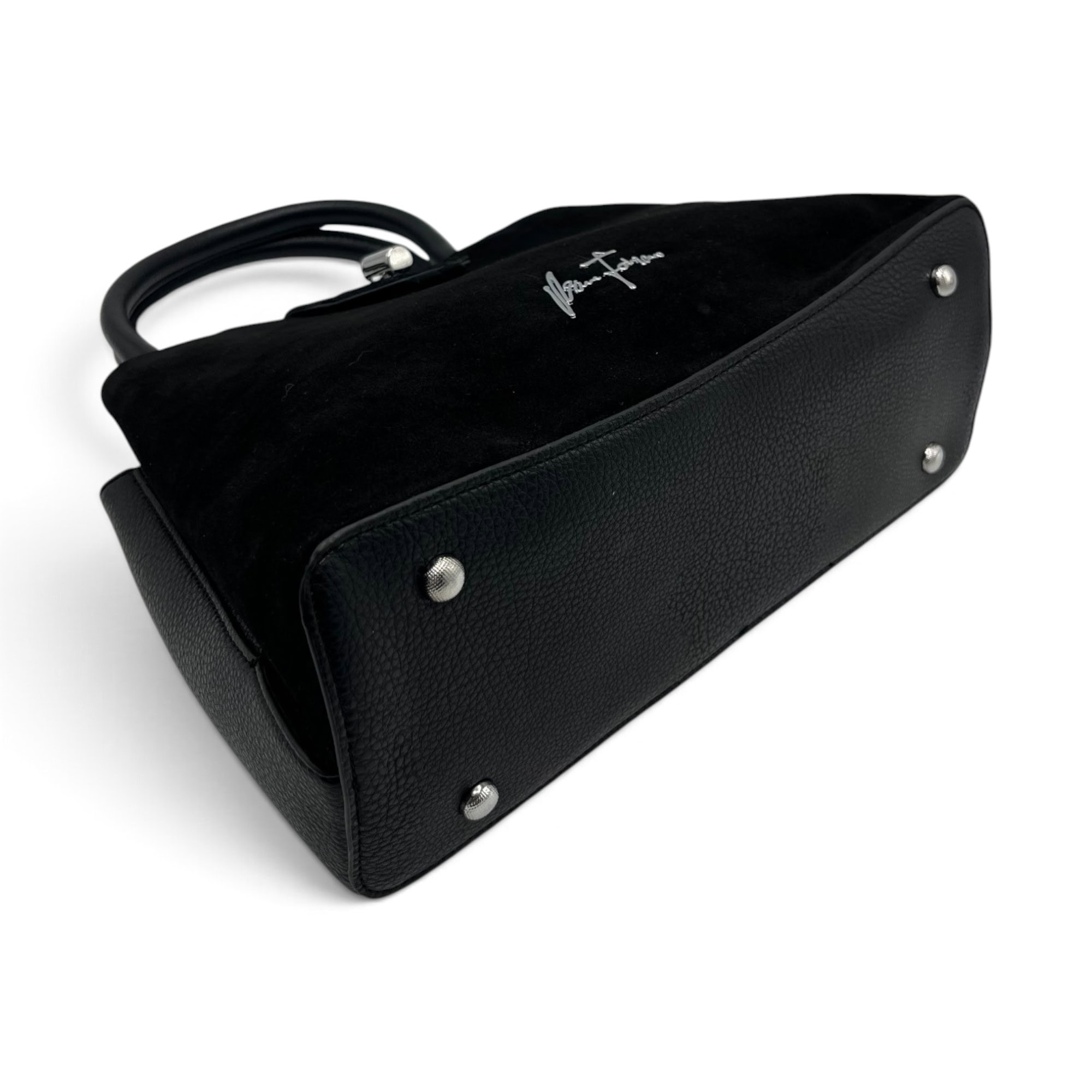Geantă Damă Velina Fabbiano VF25S-556 Negru – Mix Piele Naturală și PU, 32 × 25 × 12 cm