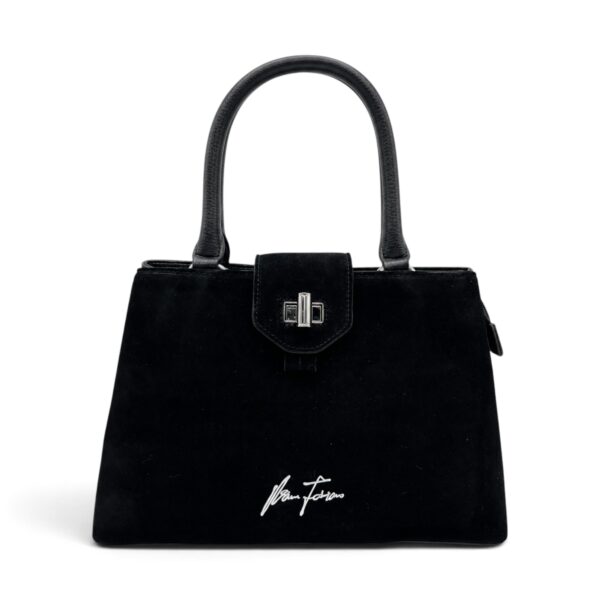 Geantă Damă Velina Fabbiano VF25S-556 Negru – Mix Piele Naturală și PU, 32 × 25 × 12 cm