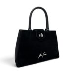 Geantă Damă Velina Fabbiano VF25S-556 Negru – Mix Piele Naturală și PU, 32 × 25 × 12 cm