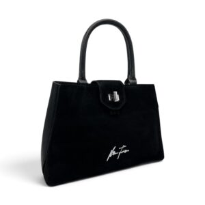 Geantă Damă Velina Fabbiano VF25S-556 Negru – Mix Piele Naturală și PU, 32 × 25 × 12 cm