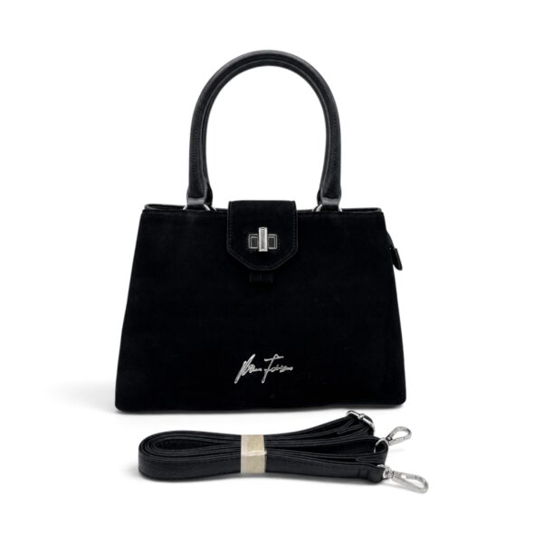 Geantă Damă Velina Fabbiano VF25S-556 Negru – Mix Piele Naturală și PU, 32 × 25 × 12 cm