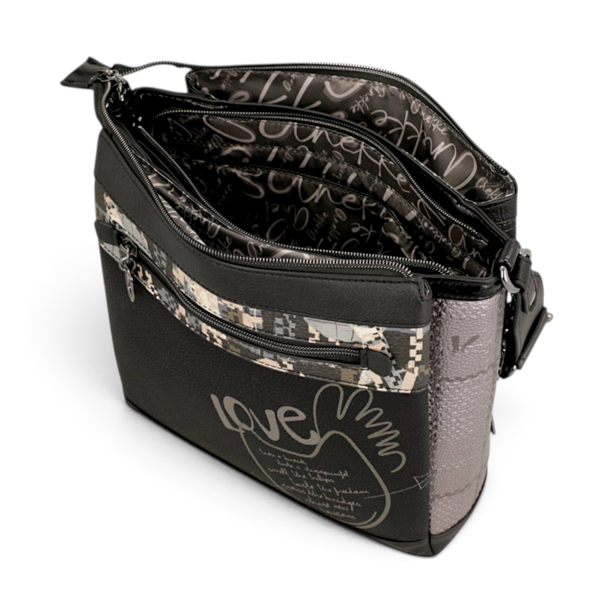 Geantă damă Anekke Iron 43753-039 – crossbody cu 3 compartimente, 33 × 25 × 11 cm