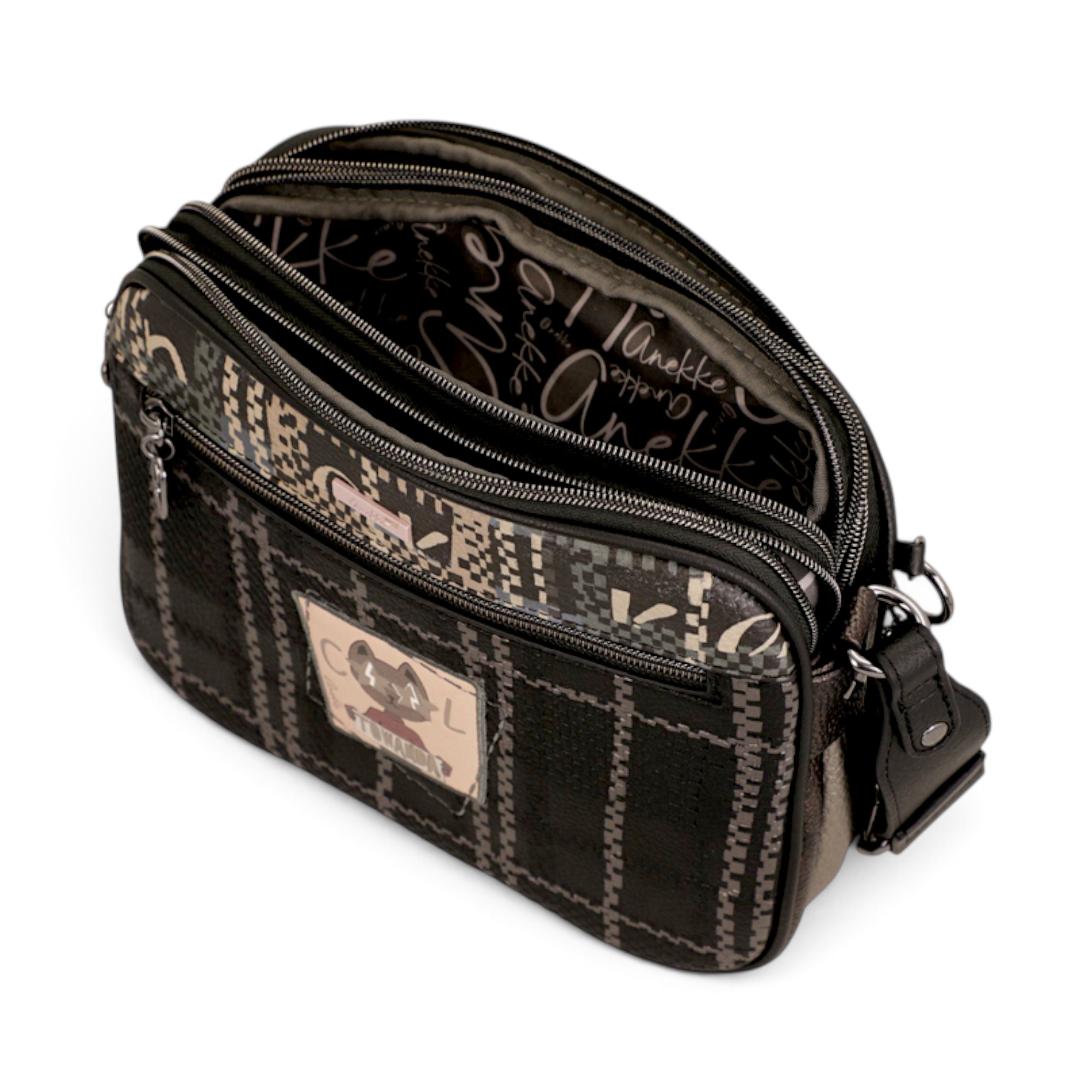 Geantă damă Anekke Iron 43753-188 – crossbody cu 3 compartimente, 26 × 20 × 7 cm
