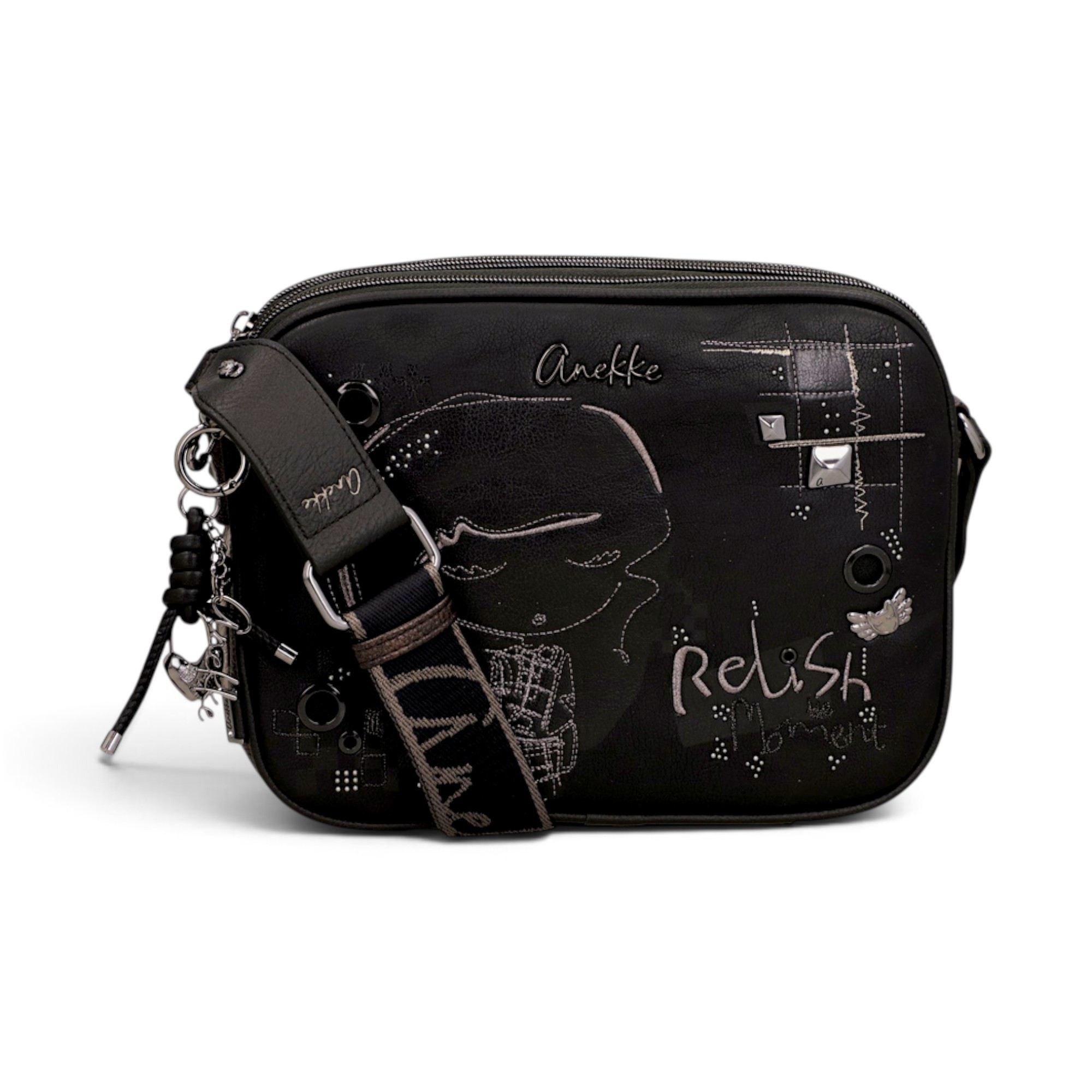 Geantă damă Anekke Iron 43753-188 – crossbody cu 3 compartimente, 26 × 20 × 7 cm