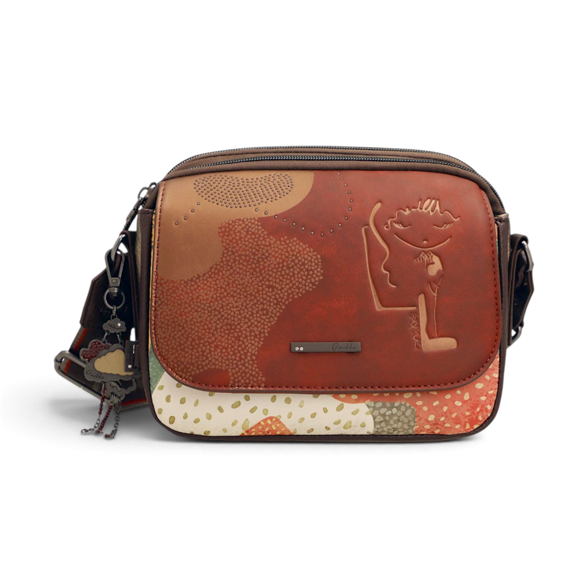 Geantă damă Anekke Odyssey 43833-349 – crossbody cu clapetă și 3 compartimente, 25 × 20 × 10 cm