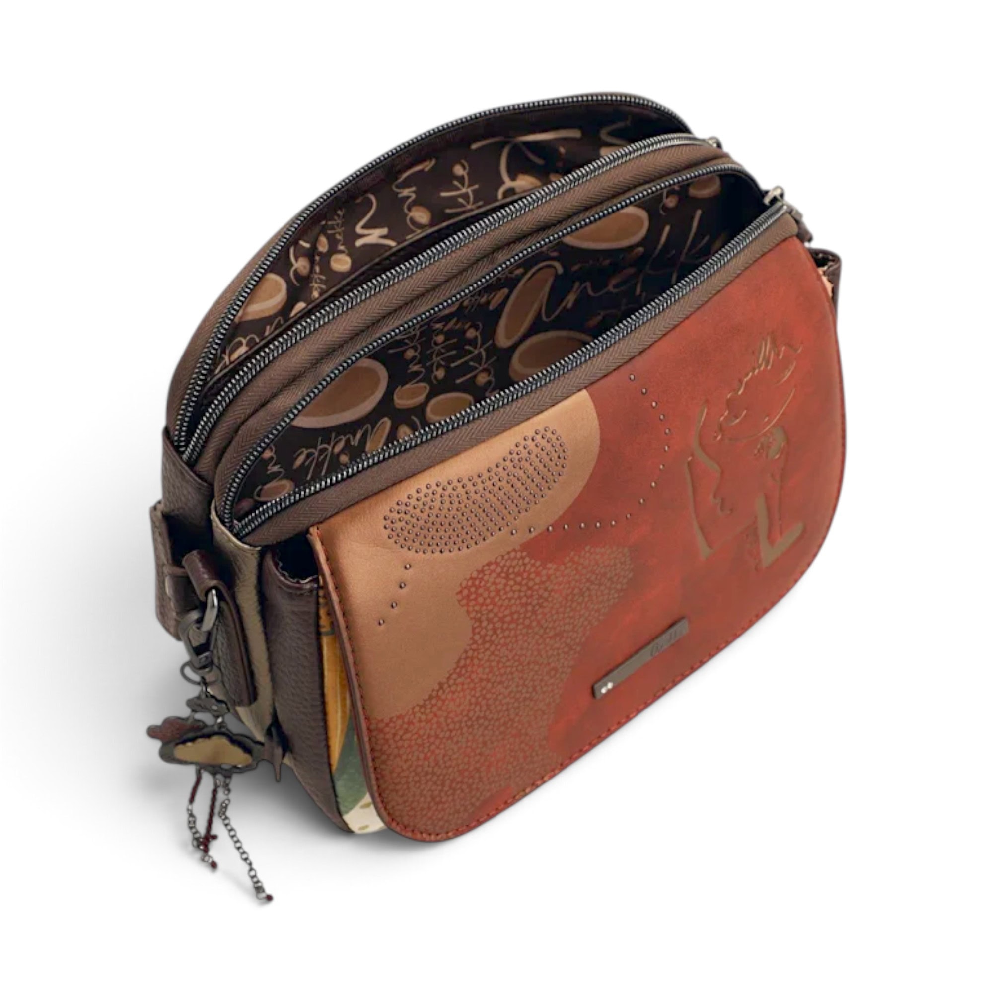 Geantă damă Anekke Odyssey 43833-349 – crossbody cu clapetă și 3 compartimente, 25 × 20 × 10 cm