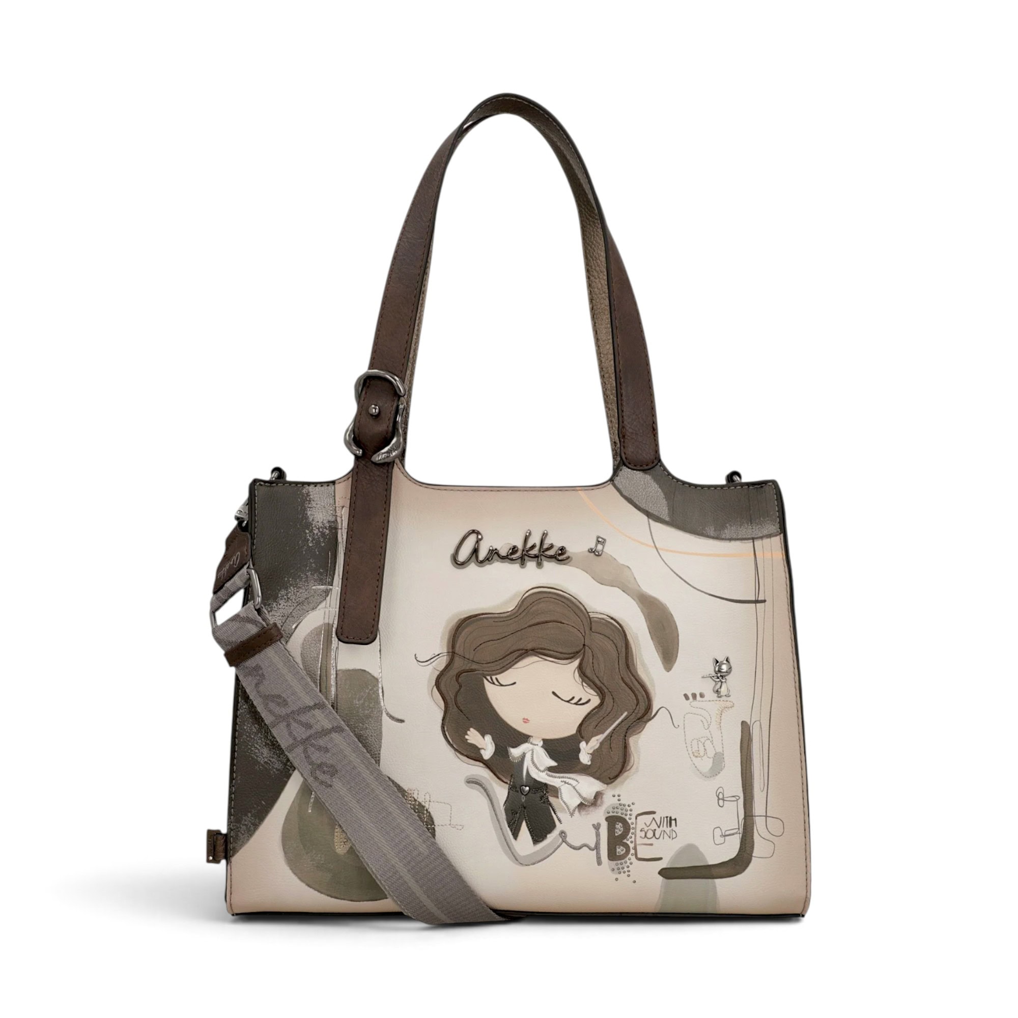 Geantă de umăr Anekke Orchestra cu design artistic și detalii elegante.
