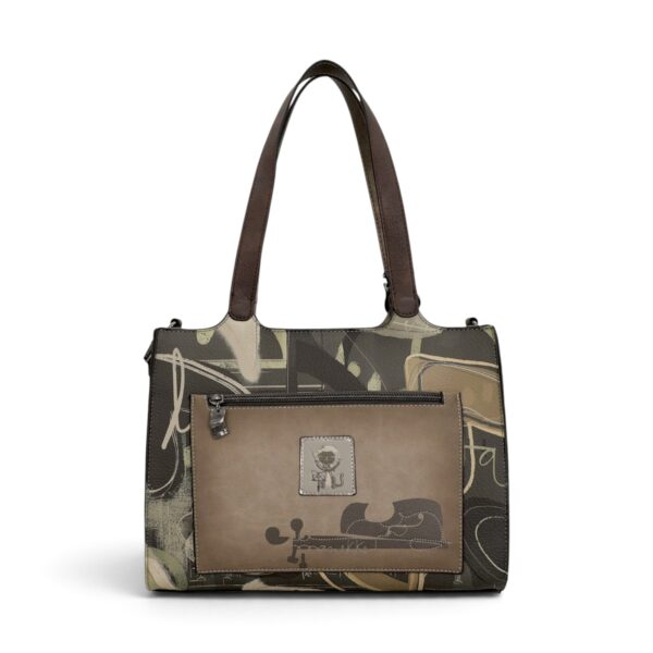 Geantă de umăr și crossbody Anekke Orchestra cu design artistic.