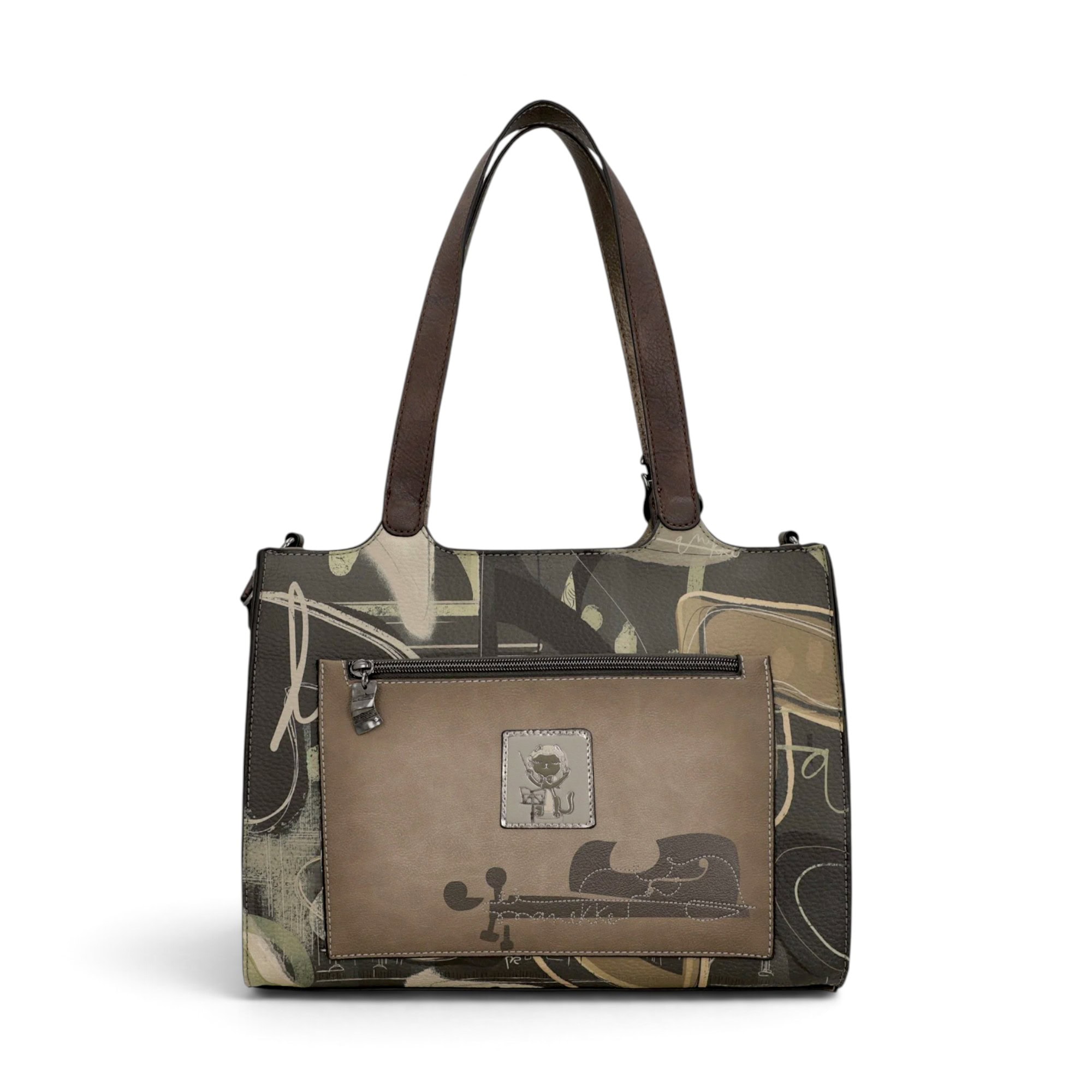 Geantă de umăr și crossbody Anekke Orchestra cu design artistic.