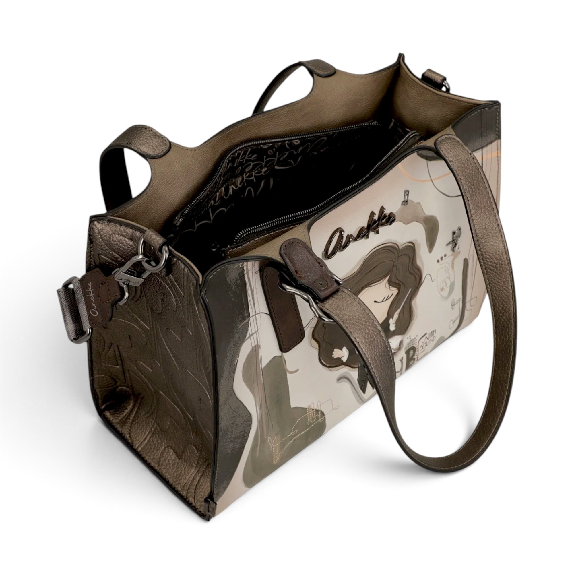 Geantă de umăr și crossbody Anekke Orchestra cu design artistic.