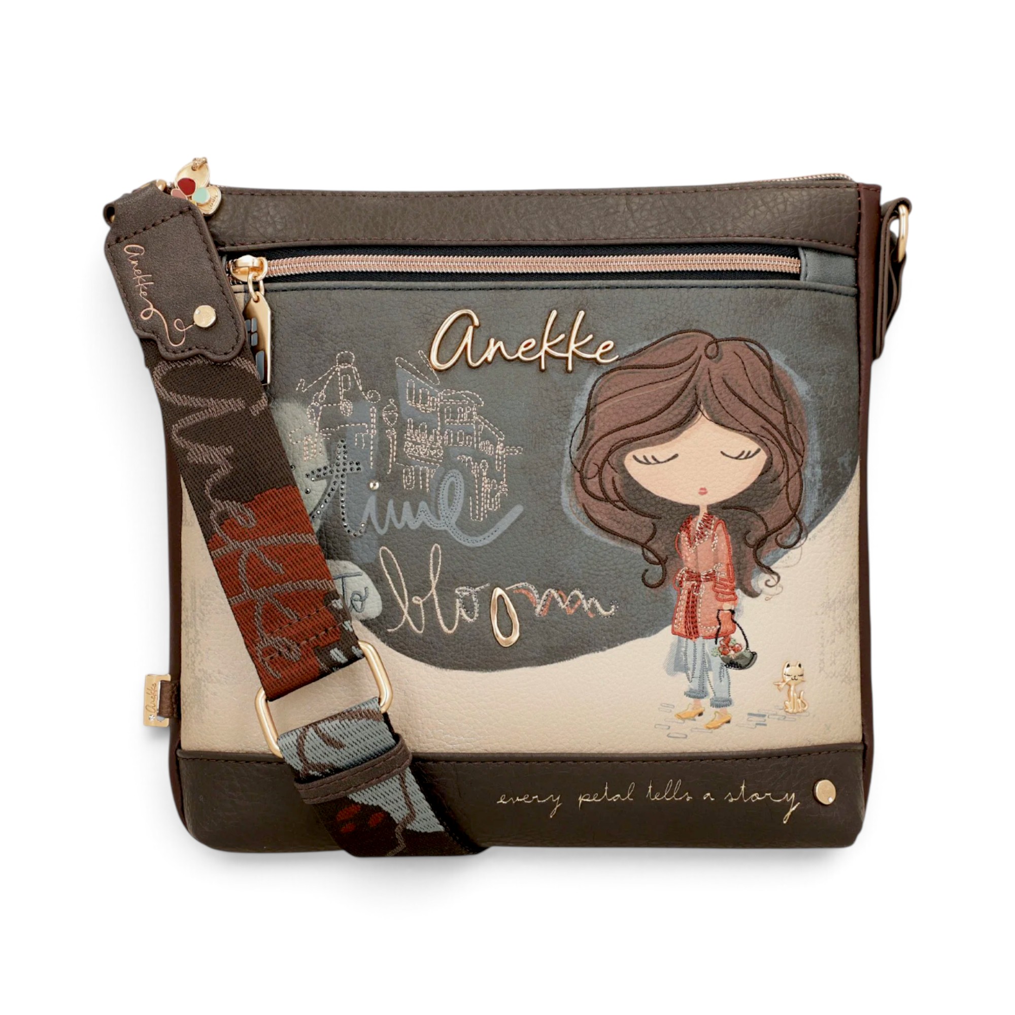 Geantă damă Anekke Tulip 43703-069 – crossbody medie cu buzunare, 27 × 27 × 8 cm