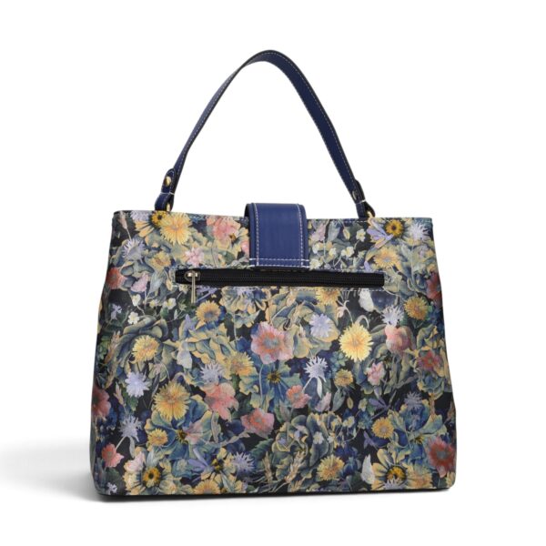 Geantă damă Laura Vita ADRIA 02 Bleu – imprimeu floral, geantă de mână și umăr, 29 × 23 × 15 cm