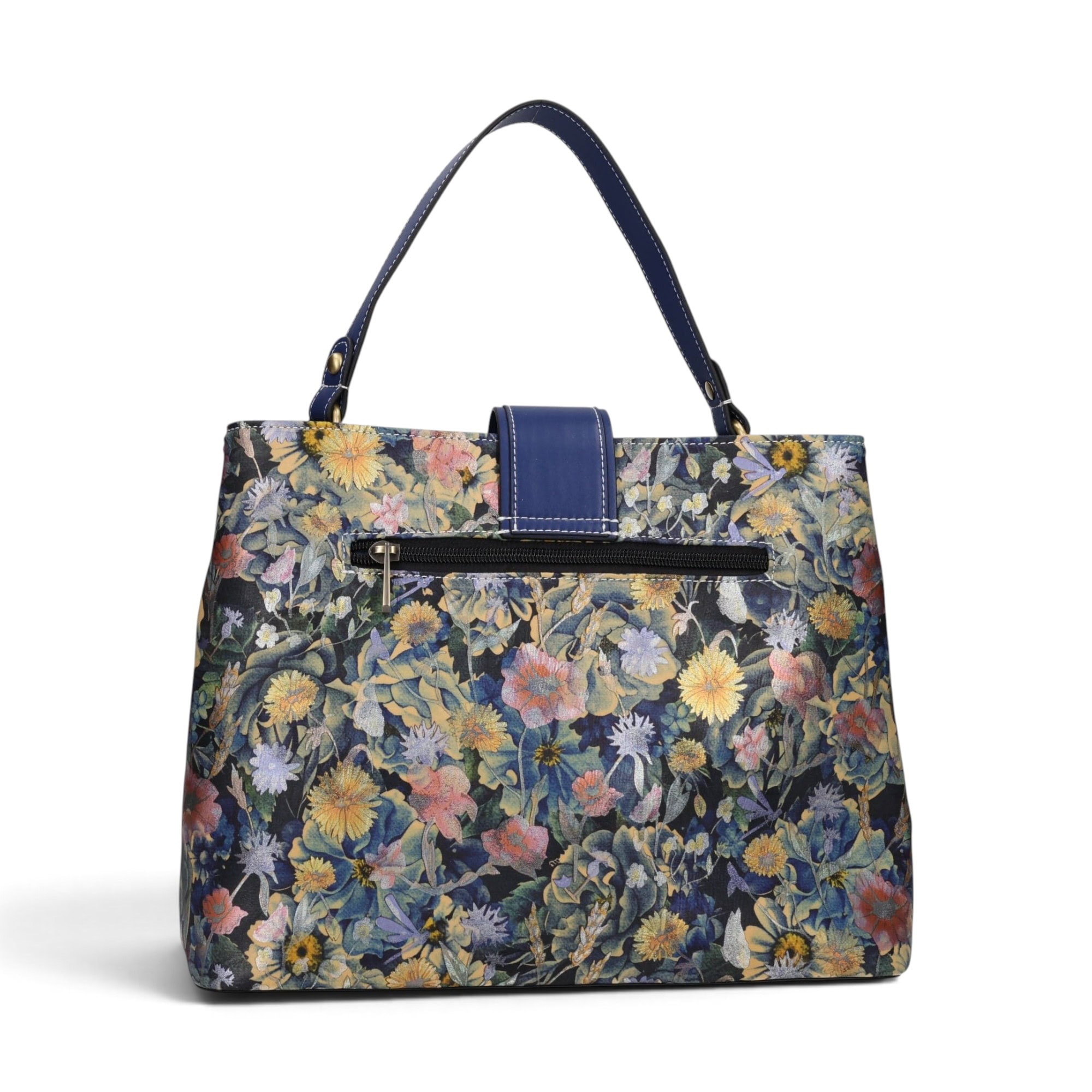 Geantă damă Laura Vita ADRIA 02 Bleu – imprimeu floral, geantă de mână și umăr, 29 × 23 × 15 cm