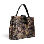 Geantă damă Laura Vita ADRIA 02 Noir – imprimeu floral, geantă de mână și umăr, 29 × 23 × 15 cm