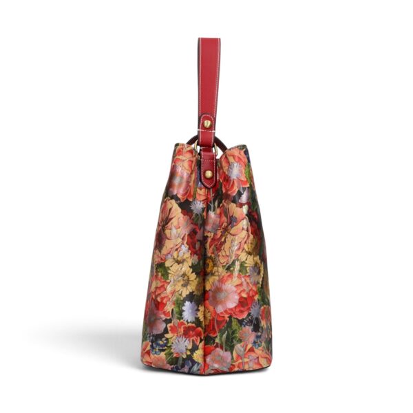 Geantă damă Laura Vita ADRIA 02 Rouge – imprimeu floral, geantă de mână și umăr, 29 × 23 × 15 cm