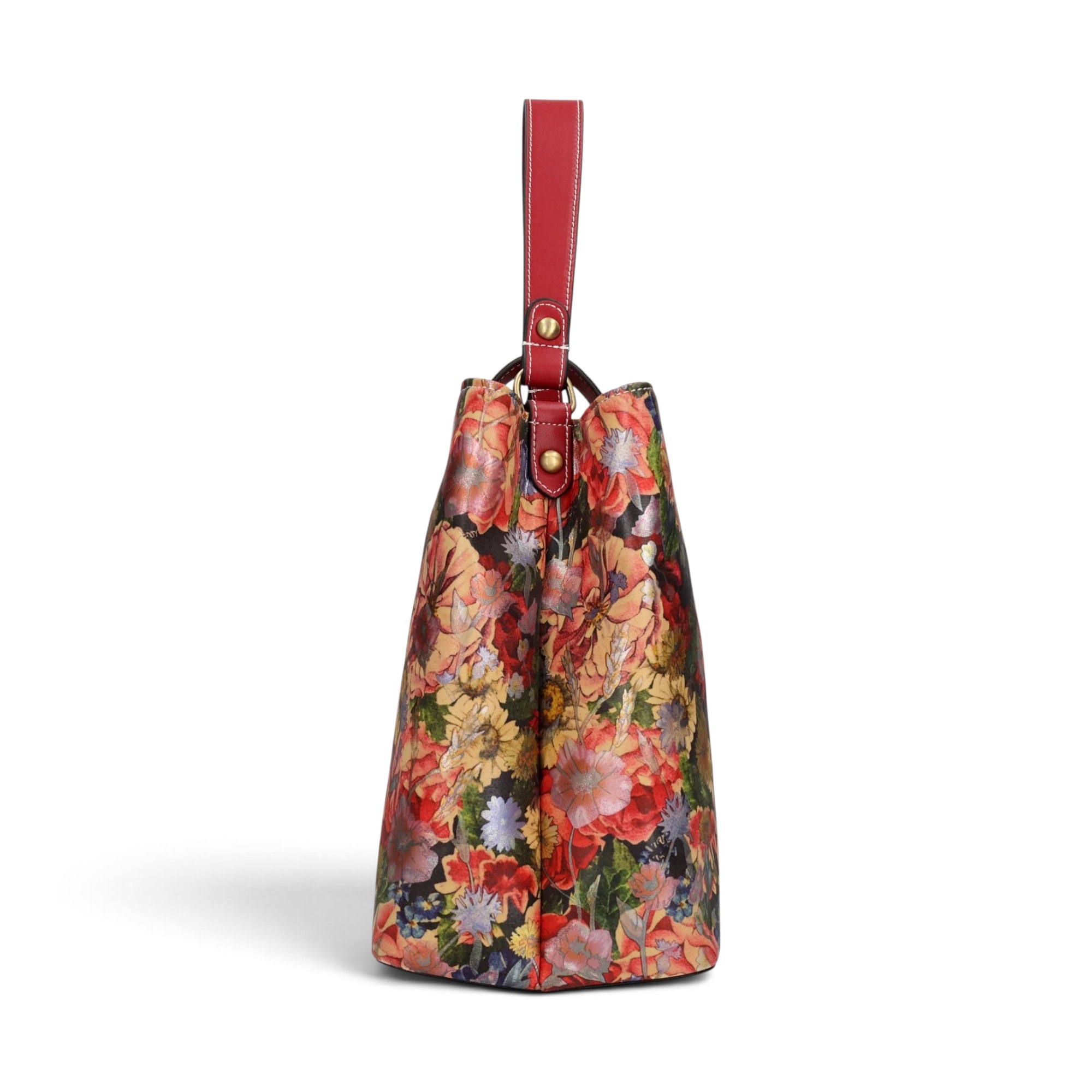Geantă damă Laura Vita ADRIA 02 Rouge – imprimeu floral, geantă de mână și umăr, 29 × 23 × 15 cm