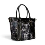 Geantă damă Laura Vita AMBER 05 Noir – imprimeu floral, geantă de mână și umăr, 37 × 29 × 13 cm