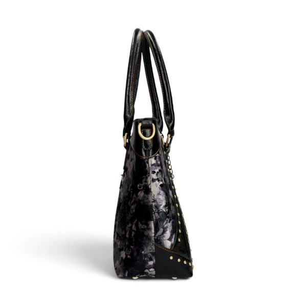 Geantă damă Laura Vita AMBER 05 Noir – imprimeu floral, geantă de mână și umăr, 37 × 29 × 13 cm