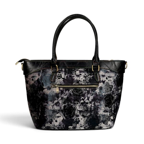 Geantă damă Laura Vita AMBER 05 Noir – imprimeu floral, geantă de mână și umăr, 37 × 29 × 13 cm