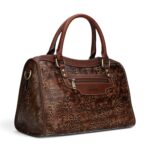 Geantă damă Laura Vita AVA 01 Choco – piele naturală pictată manual, geantă de mână și crossbody, 33 × 21 × 15 cm