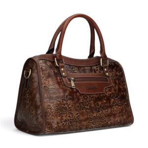 Geantă damă Laura Vita AVA 01 Choco – piele naturală pictată manual, geantă de mână și crossbody, 33 × 21 × 15 cm