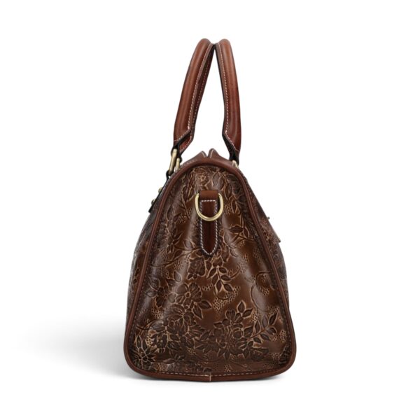 Geantă damă Laura Vita AVA 01 Choco – piele naturală pictată manual, geantă de mână și crossbody, 33 × 21 × 15 cm