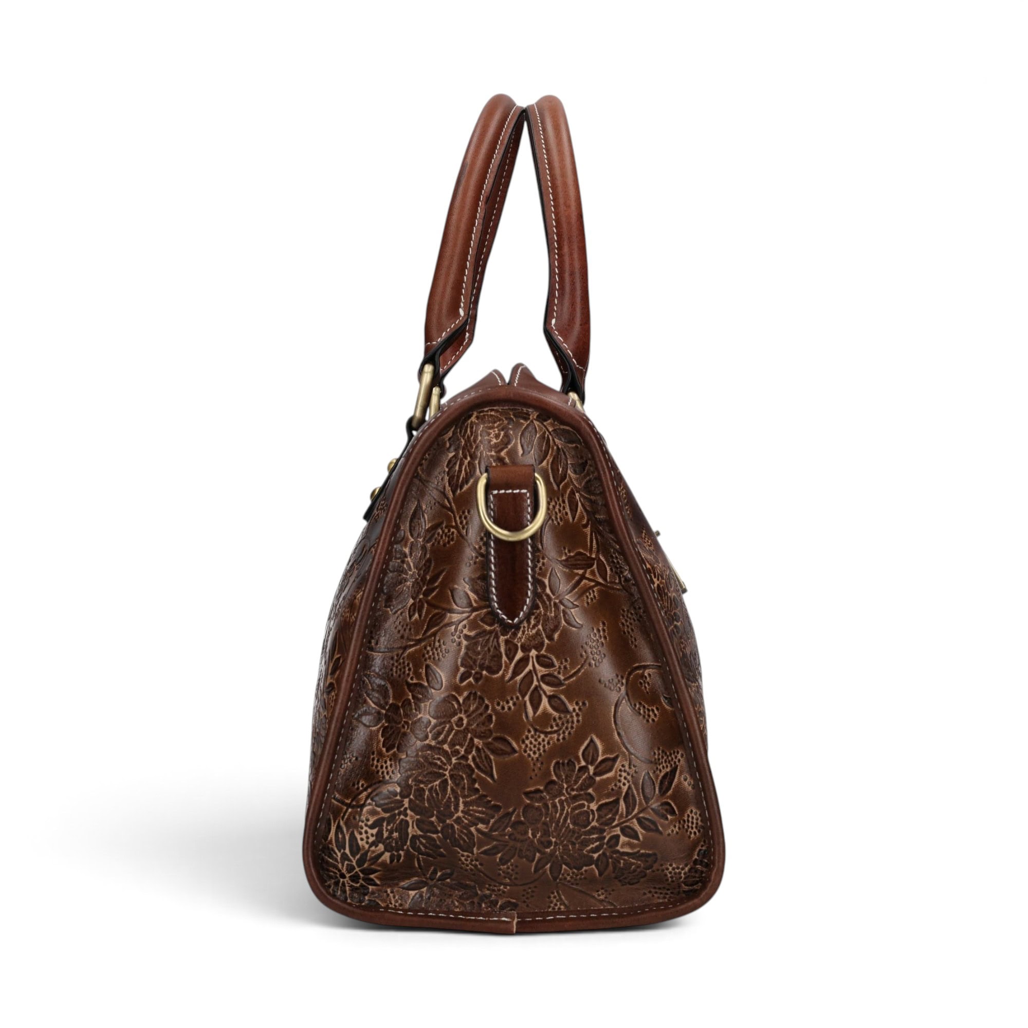 Geantă damă Laura Vita AVA 01 Choco – piele naturală pictată manual, geantă de mână și crossbody, 33 × 21 × 15 cm