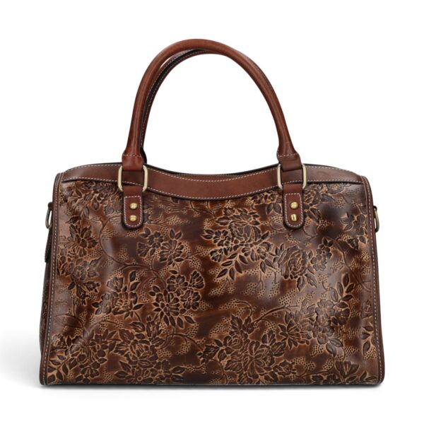 Geantă damă Laura Vita AVA 01 Choco – piele naturală pictată manual, geantă de mână și crossbody, 33 × 21 × 15 cm