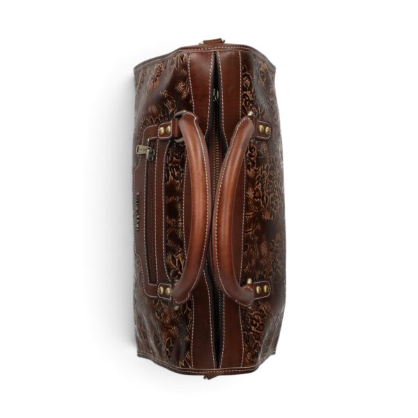 Geantă damă Laura Vita AVA 01 Choco – piele naturală pictată manual, geantă de mână și crossbody, 33 × 21 × 15 cm